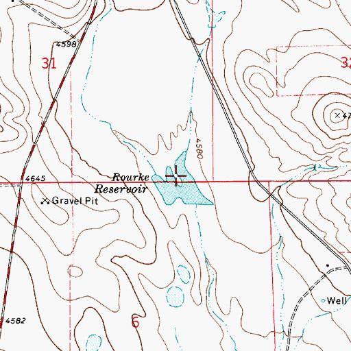 Topographic Map of Rourke Reservoir, WY