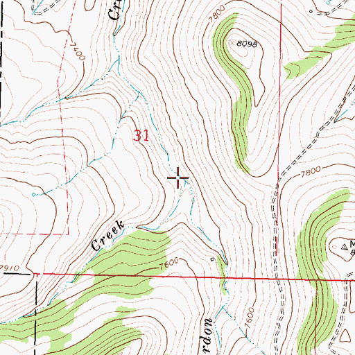 Topographic Map of Roush Creek, WY