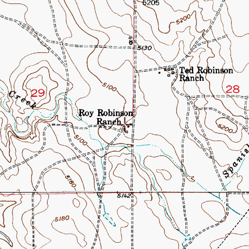 Topographic Map of Roy Robinson Ranch, WY
