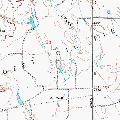 Topographic Map of Rozet Oil Field, WY