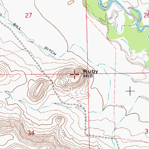 Topographic Map of Ruby Hill, WY