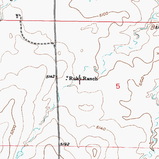 Topographic Map of Ruby Ranch, WY