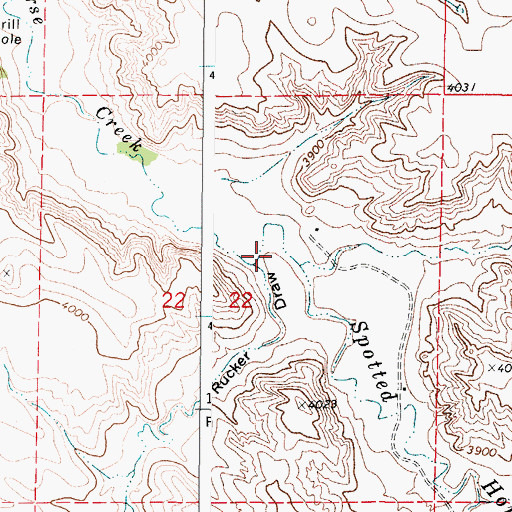 Topographic Map of Rucker Draw, WY