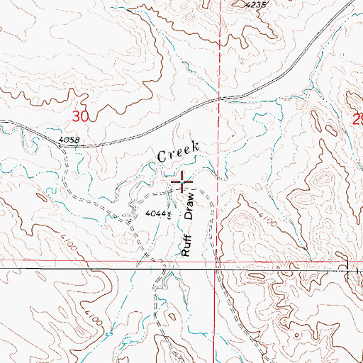 Topographic Map of Ruff Draw, WY