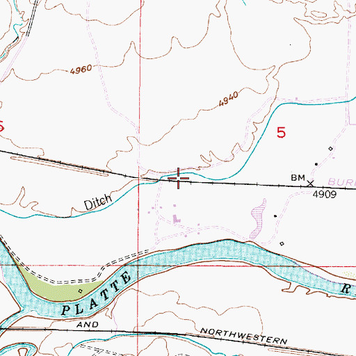 Topographic Map of Running Dutchman Ditch, WY