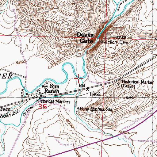 Topographic Map of Rush Creek, WY