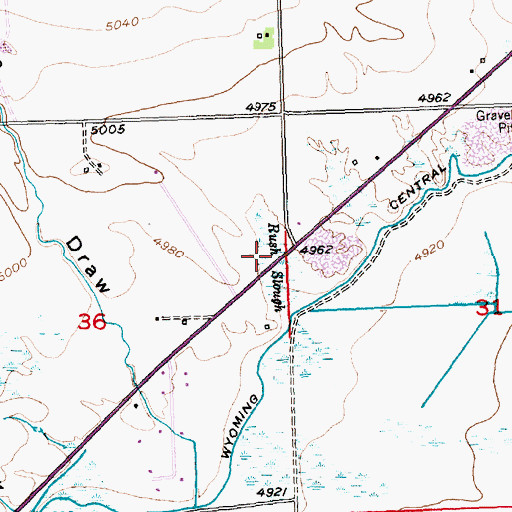 Topographic Map of Rush Slough, WY