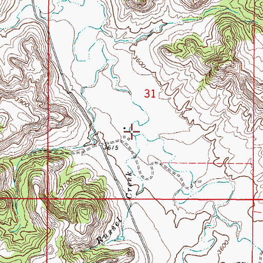 Topographic Map of Russel Creek, WY