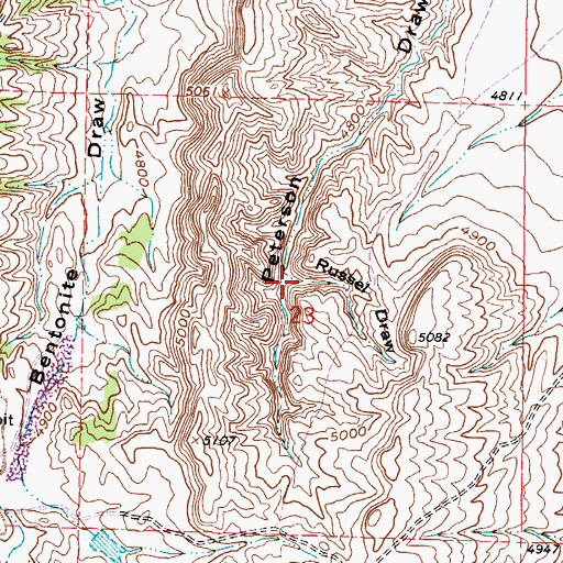 Topographic Map of Russel Draw, WY