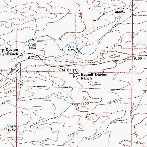 Topographic Map of Russell Dayton Ranch, WY