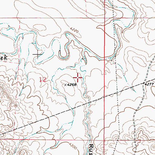 Topographic Map of Russell Draw, WY