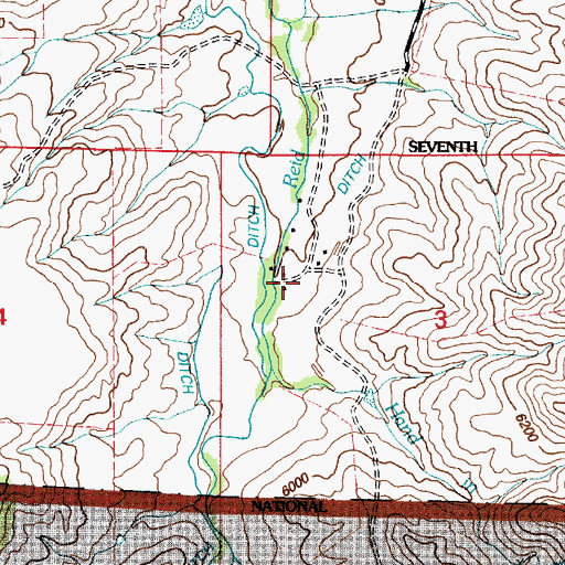 Topographic Map of Rutherford Ranch, WY