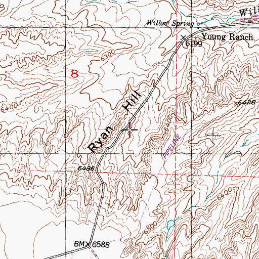 Topographic Map of Ryan Hill, WY