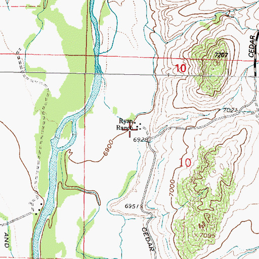 Topographic Map of Ryan Ranch, WY