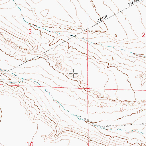Topographic Map of Ryegrass Draw, WY