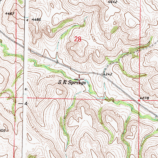 Topographic Map of S R Springs, WY