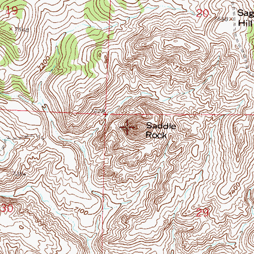 Topographic Map of Saddle Rock, WY