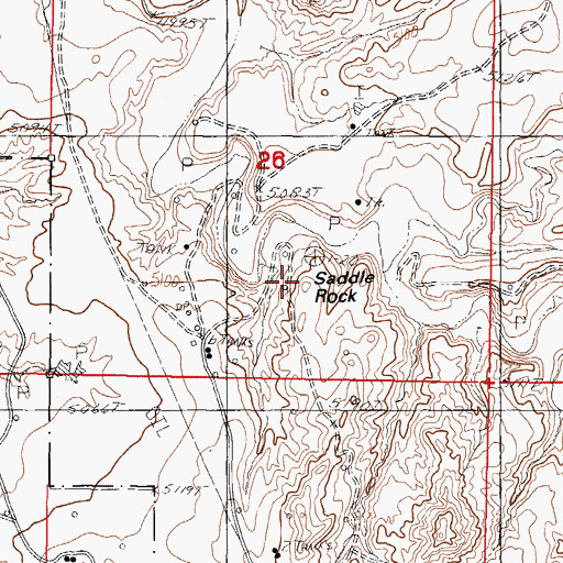 Topographic Map of Saddle Rock, WY