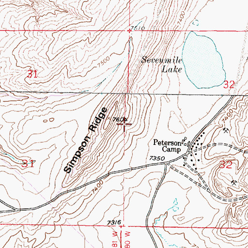 Topographic Map of Saddleback Hills, WY