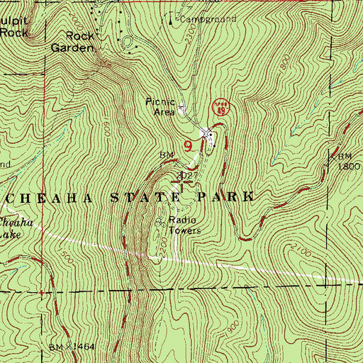 Topographic Map of Cheaha State Park, AL