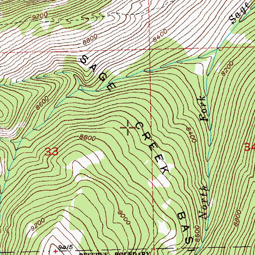 Topographic Map of Sage Creek Basin, WY