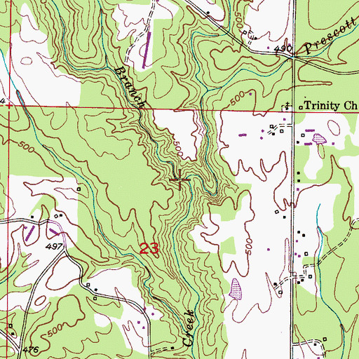 Topographic Map of Cheatham Branch, AL