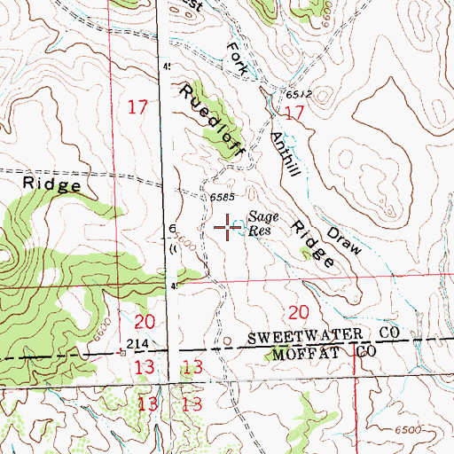 Topographic Map of Sage Reservoir, WY
