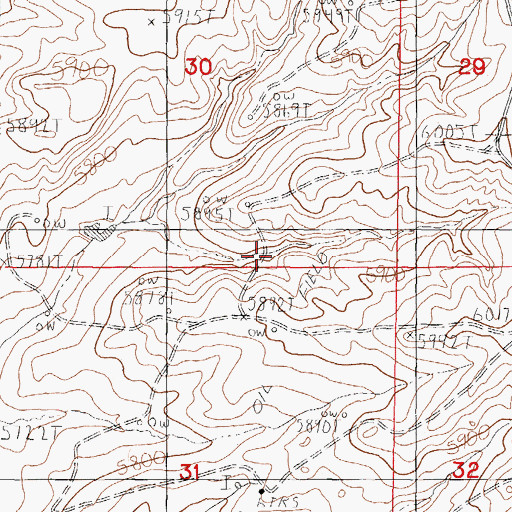 Topographic Map of Sage Spring Creek Oil Field, WY