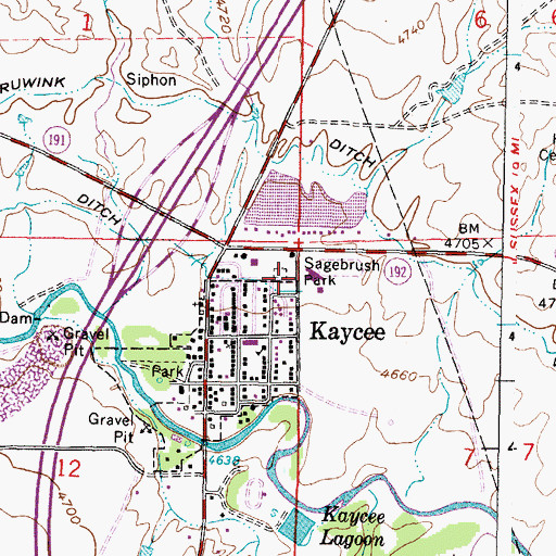 Topographic Map of Sagebrush Park, WY