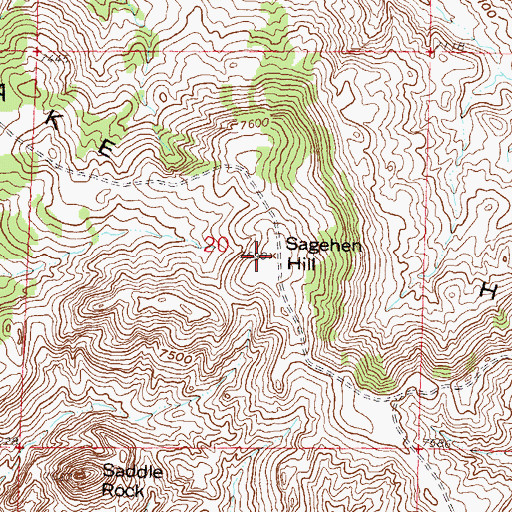 Topographic Map of Sagehen Hill, WY