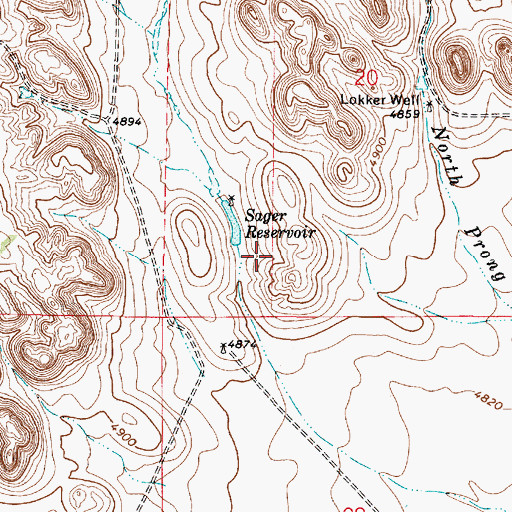 Topographic Map of Sager Reservoir, WY