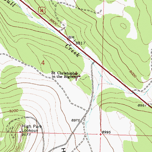 Topographic Map of Saint Christopher in the Bighorn, WY