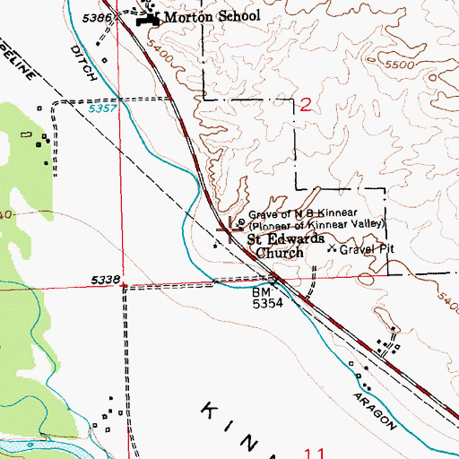 Topographic Map of Saint Edwards Church, WY