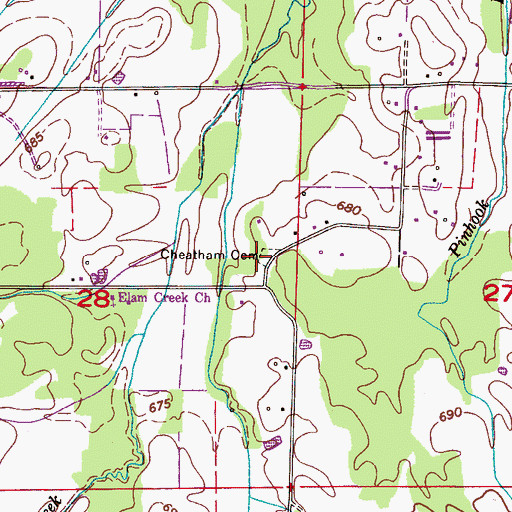 Topographic Map of Cheatham Cemetery, AL