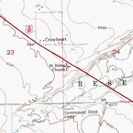 Topographic Map of Saint Helen Church, WY