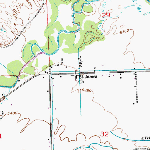 Topographic Map of Saint James Church, WY