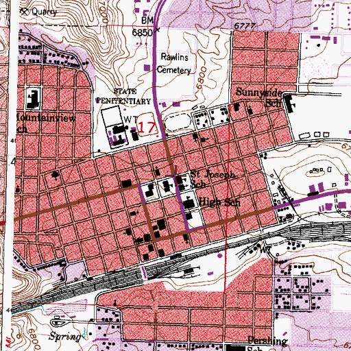 Topographic Map of Saint Joseph School, WY