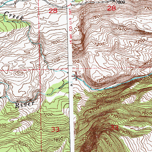 Topographic Map of Saint Lawrence Creek, WY