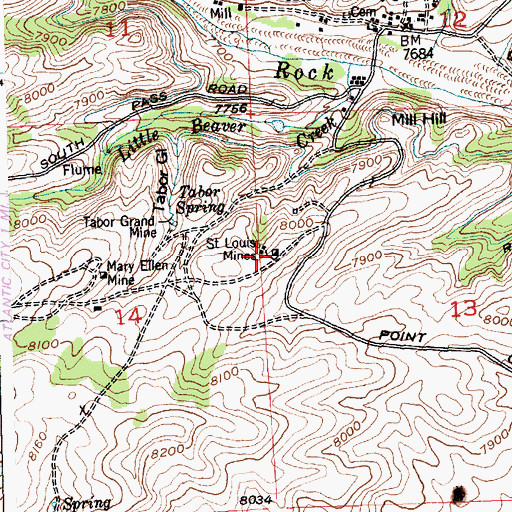 Topographic Map of Saint Louis Mines, WY
