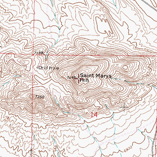 Topographic Map of Saint Marys Hill, WY
