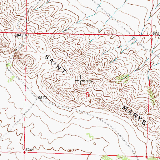 Topographic Map of Saint Marys Ridge, WY