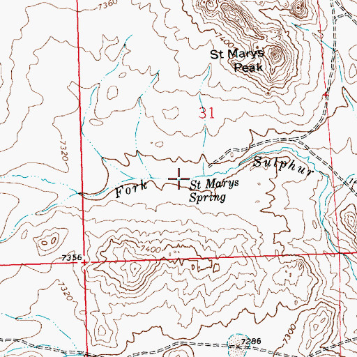 Topographic Map of Saint Marys Spring, WY