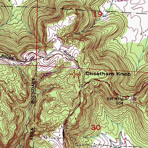 Topographic Map of Cheatham Knob, AL