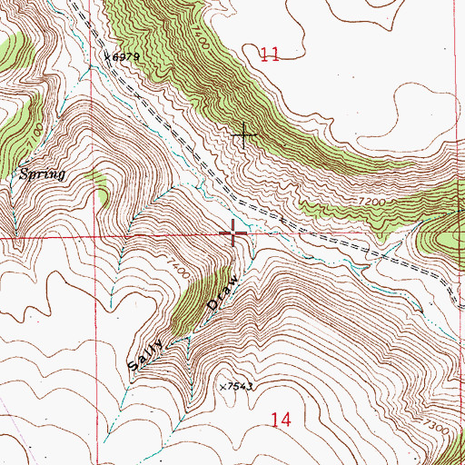 Topographic Map of Sally Draw, WY