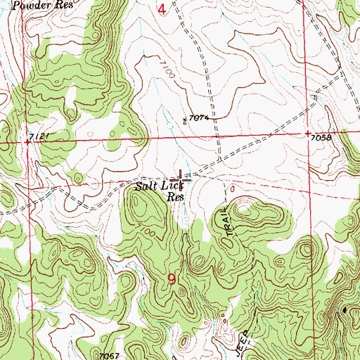 Topographic Map of Salt Lick Reservoir, WY