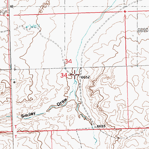 Topographic Map of Salt Sage Draw, WY