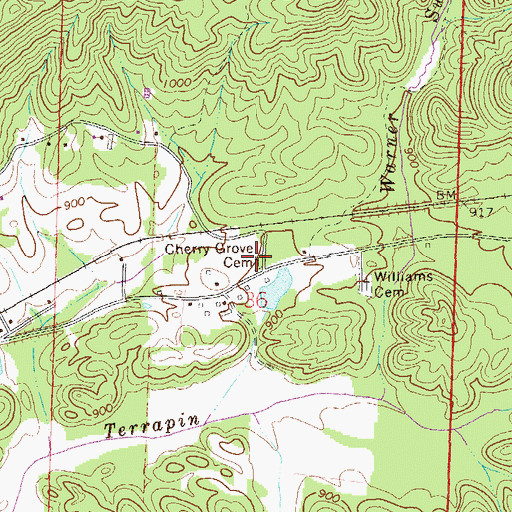 Topographic Map of Cherry Grove Cemetery, AL
