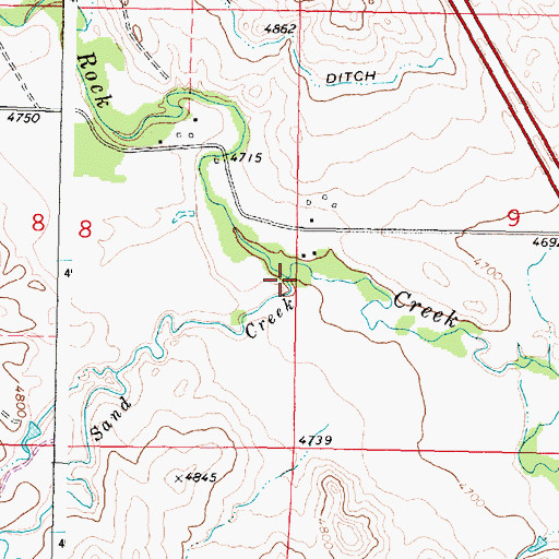 Topographic Map of Sand Creek, WY