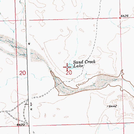 Topographic Map of Sand Creek Lake, WY