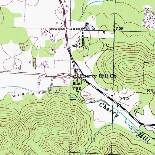 Topographic Map of Cherry Hill Church, AL